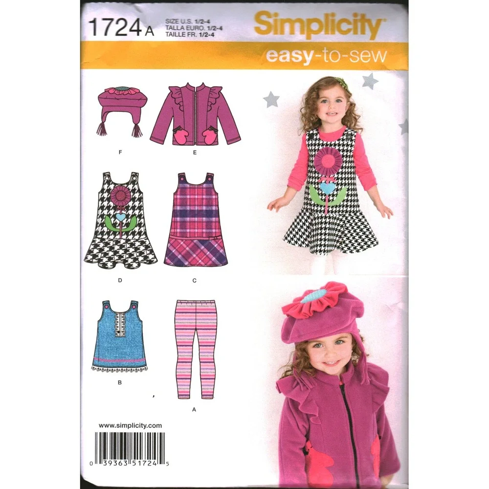Simplicity 1724 Toddler Girls Jumper Jacket Top Leggings Hat Sewing Pattern